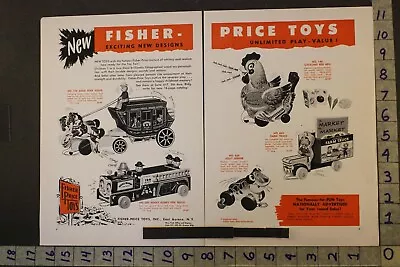 Buy 1954 FISHER PRICE STAGECOACH FIRE TRUCK HEN FARM FROG AURORA 2-pg TOY AD TN52 • 60.64£