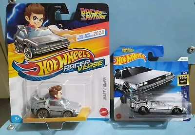 Buy Hot Wheels Back To The Future Delorean Lot + RacerVerse Marty McFly 2024 • 30.25£