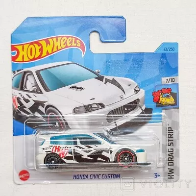 Buy Hot Wheels Honda Civic Custom, White, Drag Strip Series Short Card JDM • 7.99£