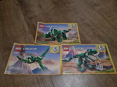 Buy Lego Creator 31058 Mighty Dinosaur Green Edition Instructions Only All 3 Books • 1.20£
