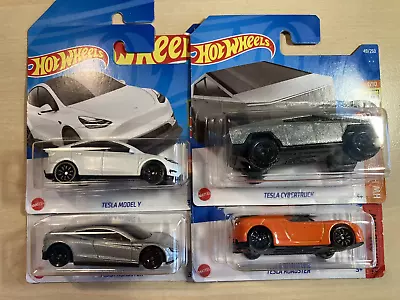 Buy Hot Wheels Job Lot Bundle New On Cards X 4 Tesla Cybertruck Model Y Roadster • 16.50£