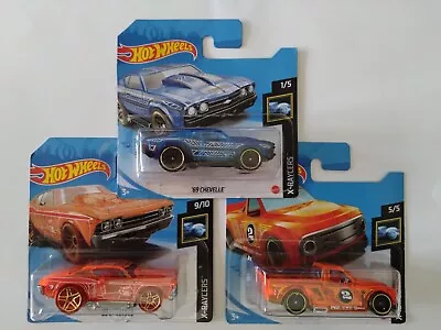 Buy Hot Wheels 3x X-Raycers TH '69 Chelle (Orange), '69 Chevelle (Blue) & Draftnator • 7.95£