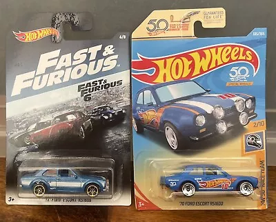 Buy Hot Wheels X 2 Ford Escort RS1600 Race Team & Fast & Furious Blue Die-cast • 15.99£