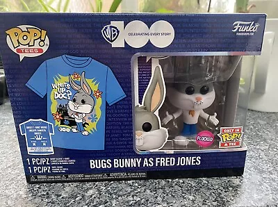 Buy Funko POP! & Tee #1239 Bugs Bunny As Fred Jones Flocked - Tee Size Medium M NEW • 19.99£