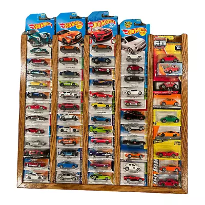 Buy Oak Hot Wheels Matchbox Display Rack Frame Holds 55 Carded Cars Not Included • 27.91£