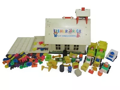 Buy Fisher Price Play Family School 1970s Toy W/ Vehicles & People Vintage Playset • 19.99£