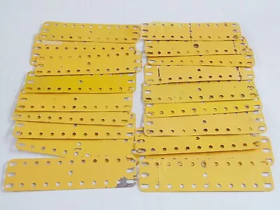 Buy 20 Meccano 3 X 11 Hole Flexible Metal Plates 189 English Yellow Unstamped Worn • 2.40£