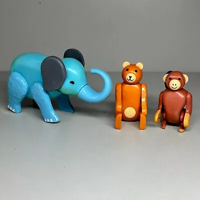 Buy Vintage Fisher Price Elephant, Bear & Monkey Plastic Posable Toy Figures 1970s • 6.99£