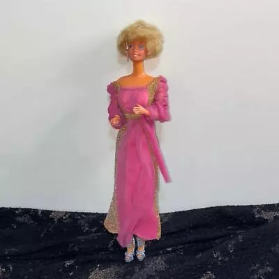 Buy Vintage 1966 Barbie Evening Gown Pink W Shoes Jewelry Soft Summer Night Crown • 60.58£