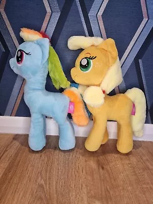 Buy 2x My Little Pony 12  Plush Blue Hasbro Rainbow Dash Yellow Apple Jack Soft Toys • 14.99£