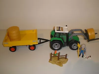 Buy Playmobil Hay Bailer Tractor + Trailer & Farmer - 100% Complete, Immaculate. • 18£