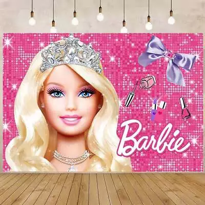 Buy Barbie Girls Doll Princess Backdrop Birthday Party Banner Home Studio Background • 9.19£