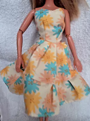 Buy YELLOW /PEACH/BLUE FLORAL STRAPLESS  DRESS Plus PAIR SHOES FITS BARBIE STYLE • 5.25£