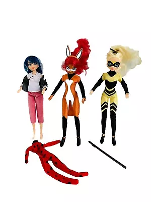 Buy 3 X Miraculous Figures Ladybug Rena Rouge Queen Bee Fashion Barbie Dolls 28cm • 19.99£