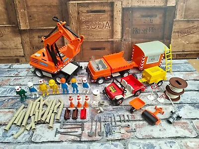 Buy Playmobil Vintage Construction Bundle Excavator 3472 Dump Truck Trailer • 49.95£