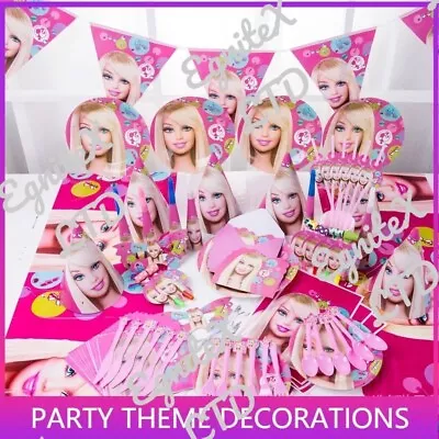 Buy BARBIE Doll Birthday Decorations Party Supplies Tableware Set Girls Balloons • 4.75£