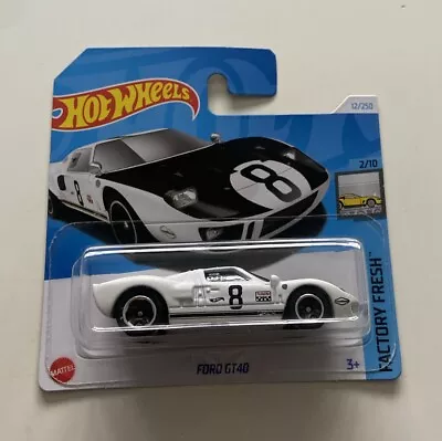 Buy FORD GT40 WHITE - Factory Fresh - Hot Wheels 1:64 Short Card 12/250 • 3.99£