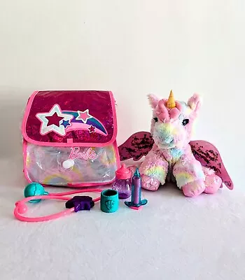 Buy Barbie Mattel 2022 Just Play Pet Doctor Unicorn Plush Soft Toy & Bag • 9.99£