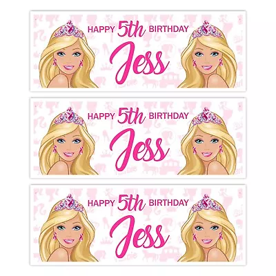 Buy Personalised Barbie Girls Happy Birthday Party Name Banners  Celebration • 4.99£