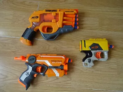 Buy 3 X NERF PERSUADER, FIRESTRIKE, Pistol Missile Firing Toy Guns 10 Ins Long Max • 3.99£