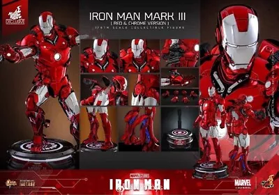 Buy IN STOCK New Hot Toys 1/6 IRON MAN MMS744D64 MARK Ⅲ Red & Chrome Version • 599£