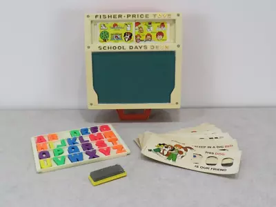 Buy Vintage Fisher Price School Days Desk With Magnetic Letters & Cards • 25£