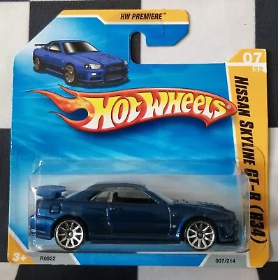 Buy Hot Wheels 2010 HW Premiere Nissan Skyline GT-R R34 Short Card 007/214 #07/52 • 110£