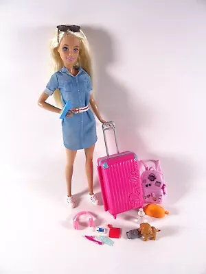 Buy Dreamhouse Adventure Travel Barbie Doll With Dog Trolly Backpack Accessories (14967) • 17.15£