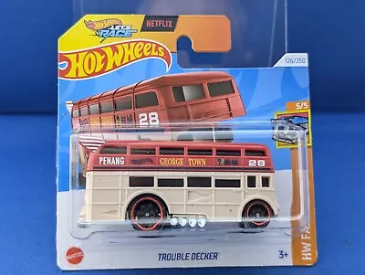 Buy Hot Wheels H4F 126 TROUBLE DECKER Red Cream Bus Penang 2024 126/250 F Case • 3.39£