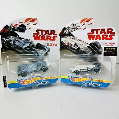 Buy Star Wars Hot Wheels 2 X Carships Diecast Car Models Millennium Falcon & Tie X1 • 9.95£