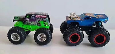 Buy Hot Wheels Monster Jam Trucks X 2 Grave Digger & Roger Dodger 1:64 • 12.99£