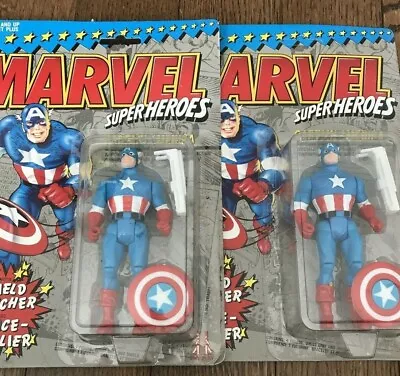 Buy Lot Of 2 Marvel CAPTAIN AMERICA Action Figure MOC NEW 1990 W/ Sheild Launcher • 25.51£