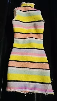 Buy Barbies Sleeveless Yellow, Peach, Green, White Striped Shift Fashion Dress GC • 3£
