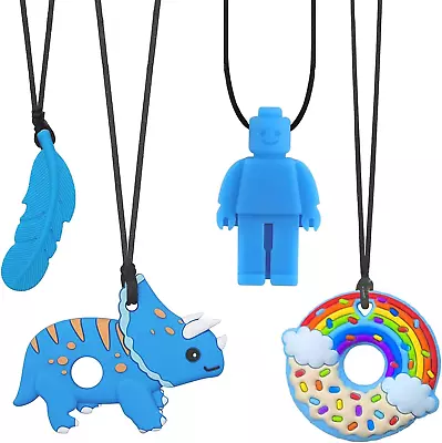 Buy Autism Sensory Chew Necklaces 4 Pack - BPA Free Silicone Teethers • 13.03£