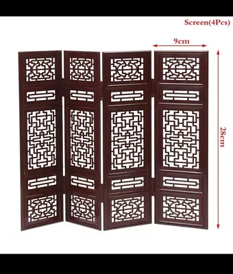 Buy 1/6 Scale Folding Screen Accessories Diorama Brown Chinese Style Dolls House • 12£