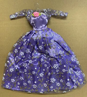Buy Glitter Flowers Purple Lilac With Sleeves For Dolls Ball Gown Dress Uk Seller • 2.95£