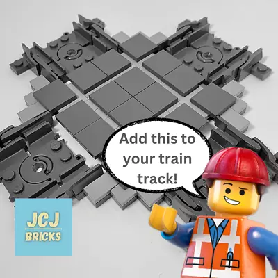 Buy LEGO City Train Cross Track Crossover Section Custom Dark Stone Grey 60205 64022 • 10.95£