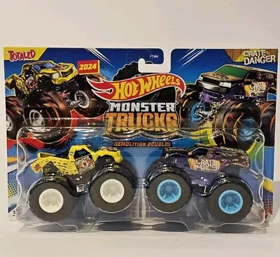 Buy Hot Wheels Totaled Crate Danger Monster Trucks Demolition Doubles Pack Of 2  • 13.97£