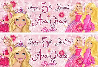 Buy Personalised Barbie Birthday Banner X2 Photo Wall Large 840mm X 305mm Dreamhouse • 6.27£
