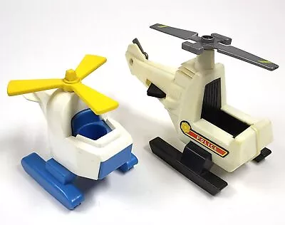Buy Vintage Fisher Price Helicopter 1978 And 1981 Police Little People AX269 • 20.54£