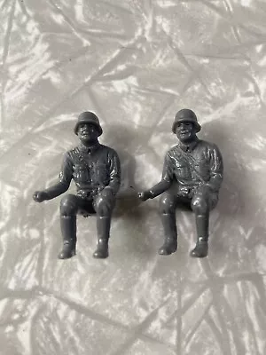 Buy Marx Battleground Seated German Soldiers Gray Plastic Vintage Figures Set Of 2 • 10.24£