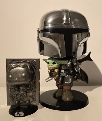 Buy Funko POP Star Wars The Mandalorian With The Child + Han Solo Carbonite • 17£