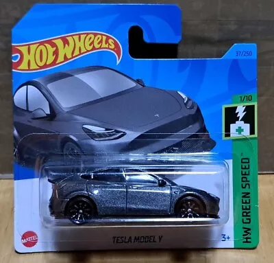 Buy Hot Wheels 2023 #37 HW GREEN SPEED Tesla Model Y Met Grey Diecast Model Car • 6.95£