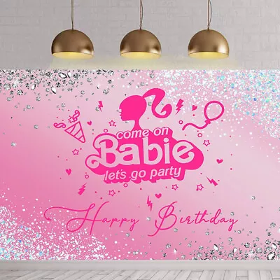 Buy Barbie Princess Birthday Photography Backdrop Party Banner Home Background Decor • 7.78£