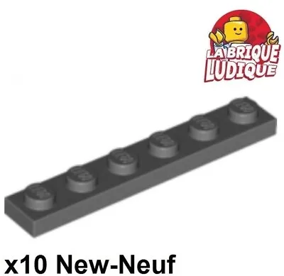 Buy LEGO 10x 1x6 6x1 Flat Plate Dark Grey/Dark Bluish Gray 3666 NEW • 1.94£