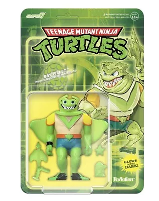 Buy Super7 Teenage Mutant Ninja Turtles ReAction Figure Ray Fillet (Glow) Exclusive • 32.99£