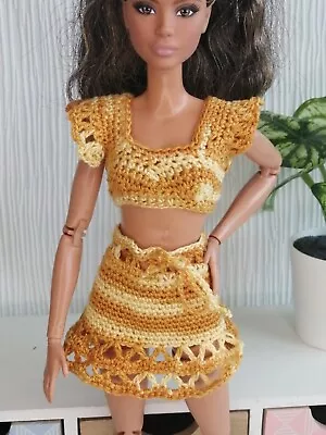 Buy 💞⭐Yellow Brown Crochet Set For Barbie Size Dolls - Handmade 💞🌟 • 15£