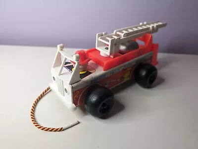 Buy Vintage Fisher Price Fire Engine 720 Pullalong 1968 With Bell & Nodding Driver • 8.95£