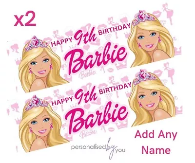 Buy 2 X Personalised BARBIE PINK Birthday Banners LARGE Kids Party Poster Pink • 6.45£