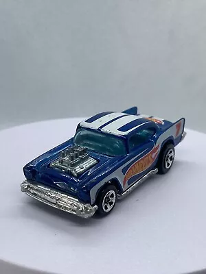 Buy Hot Wheels ‘57 Chevy | *SUPER RARE* | 1976 Blue W/White Pinstripes RACE READY #7 • 7.88£